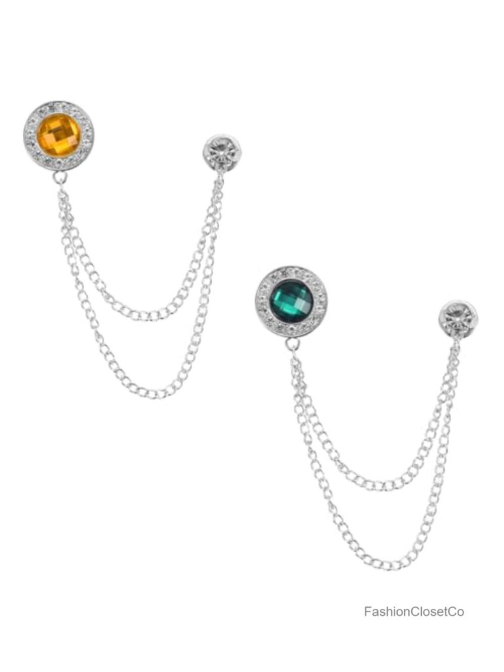 Alloy Rhinestone Chain Brooch Pin for Suits Shirts Scarves